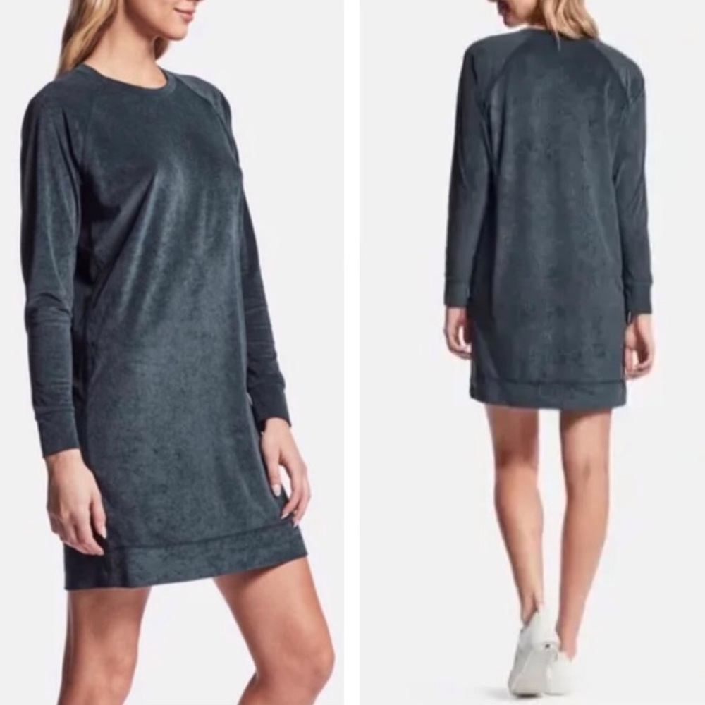 James Perse Clarington Green Velvet Long Raglan Sleeve Sweater Women Dress Sz 1